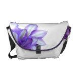 Elegância floral roxa bolsas mensageiro