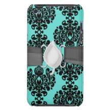 elegância preta do damasco no azul do aqua capas iPod touch