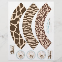 Envoltórios do cupcake do menino do safari panfleto personalizados