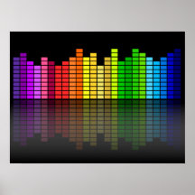 Equalizador colorido w/Reflection da música, Techn Poster