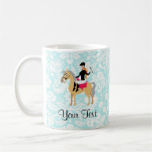 Equestrian do damasco da cerceta caneca