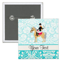 Equestrian do damasco da cerceta pins