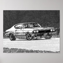 Esboço 1968 do lápis de Chevelle Poster