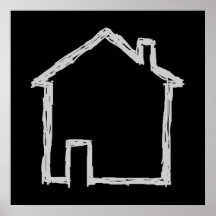 Esboço da casa. Cinzas e preto Impressão