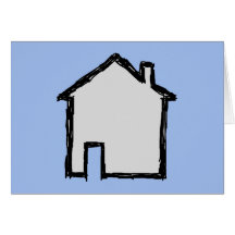 Esboço da casa. Preto e azul Cartao