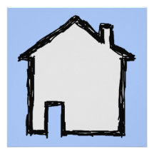 Esboço da casa. Preto e azul Convite Personalizado