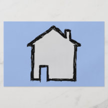 Esboço da casa. Preto e azul Panfleto