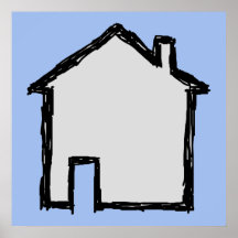 Esboço da casa. Preto e azul Pôsteres