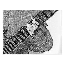 Esboço de desgasto do bw da guitarra da mão cartão postal