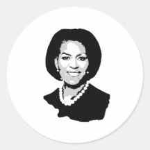 Esboço de Michelle Obama Adesivos Em Formato Redondos