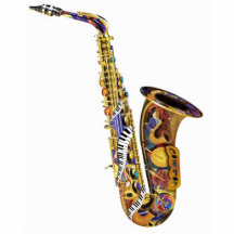 Escultura colorida da mesa do piano do saxofone fotoesculturas