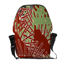 Escuro - linha vermelha, verde e preta rickshaw Me Bolsas Mensageiro