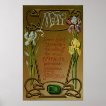 Esmeralda e íris do aniversário de maio posters