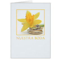 Espanhol amarelo do convite do casamento do Daffod Cartoes