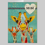 Espreitando o cartão do dia das mães dos girafas cartões