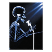 ESQUELETO DA VISÃO DO RAIO X QUE CANTA EM MIC RETR CONVITE PERSONALIZADOS