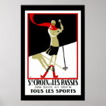 Esqui de Croix do santo do vintage do poster de vi
