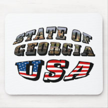Estados da Geórgia e de bandeira dos EUA texto Mouse Pads