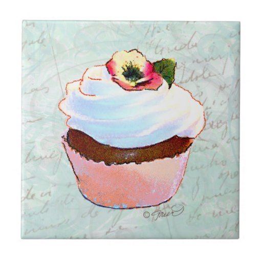 Estilo do francês do cupcake do chocolate azulejos