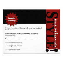 Estilo! Vermelho do cartão de resposta do comparti Convites Personalizado