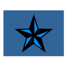 Estrela azul e preta cartao postal