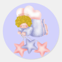 Estrela bonito 1 do anjo adesivos redondos