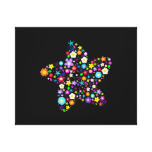 Estrela floral colorida bonito impressão de canvas envolvida