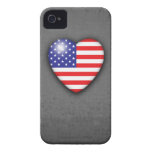 Estrelas & bandeira do coração das listras no grun capa iPhone 4 Case-Mate
