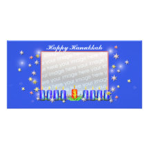 Estrelas e velas felizes de Hanukkah Cartoes Com Fotos Personalizados