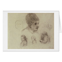 Estudo das cabeças, 1884 (giz preto no papel) cartão