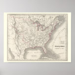 Etats-Unis de l'Amerique du Nord - mapa histórico Pôsteres