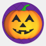 Etiqueta alegre de Jack O'Lantern Adesivos Em Formato Redondos