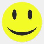 Etiqueta amarela do smiley face adesivo