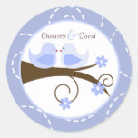 Etiqueta (azul) do favor do círculo do casamento d adesivos