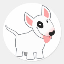 Etiqueta bonito de bull terrier dos desenhos anima adesivo