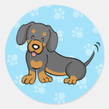 Etiqueta bonito do Dachshund do cão dos desenhos a Adesivos