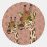 Etiqueta chamativo dos girafas de Rosa Adesivos
