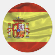 Etiqueta da bandeira da espanha adesivo em formato redondo