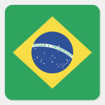 Etiqueta da bandeira de Brasil Adesivo Quadrado