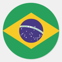 Etiqueta da bandeira de Brasil Adesivo Em Formato Redondo