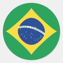 Etiqueta da bandeira de Brasil Fisheye Adesivos Em Formato Redondos