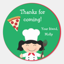 Etiqueta da festa de aniversário da pizza adesivos em formato redondos
