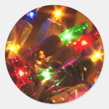 Etiqueta das luzes de Natal Adesivo Em Formato Redondo
