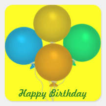 Etiqueta do balão do feliz aniversario adesivos quadrados