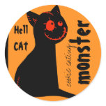 etiqueta do Dia das Bruxas do gato preto do infern adesivos