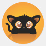 Etiqueta do gato do Dia das Bruxas Adesivos Redondos