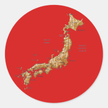 Etiqueta do mapa de Japão Adesivo Em Formato Redondo