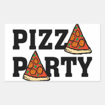 etiqueta do partido da pizza adesivo retângular