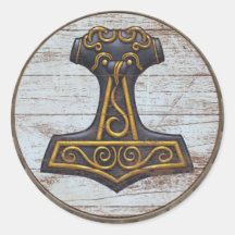 Etiqueta do protetor de Viking - Mjolnir Adesivos Redondos