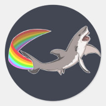 Etiqueta do tubarão de Nyan Adesivo Redondo